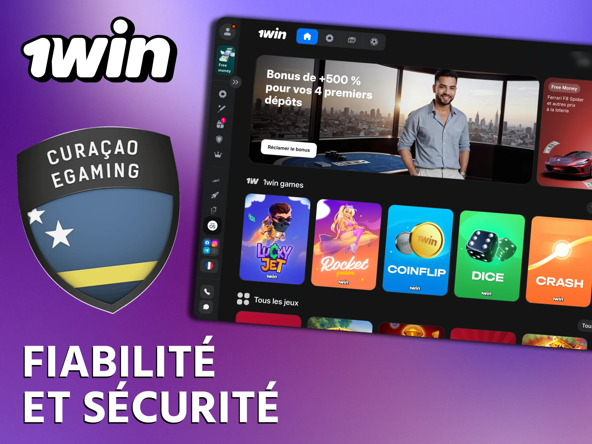 1Win est une plateforme légale de jeux d'argent en ligne.